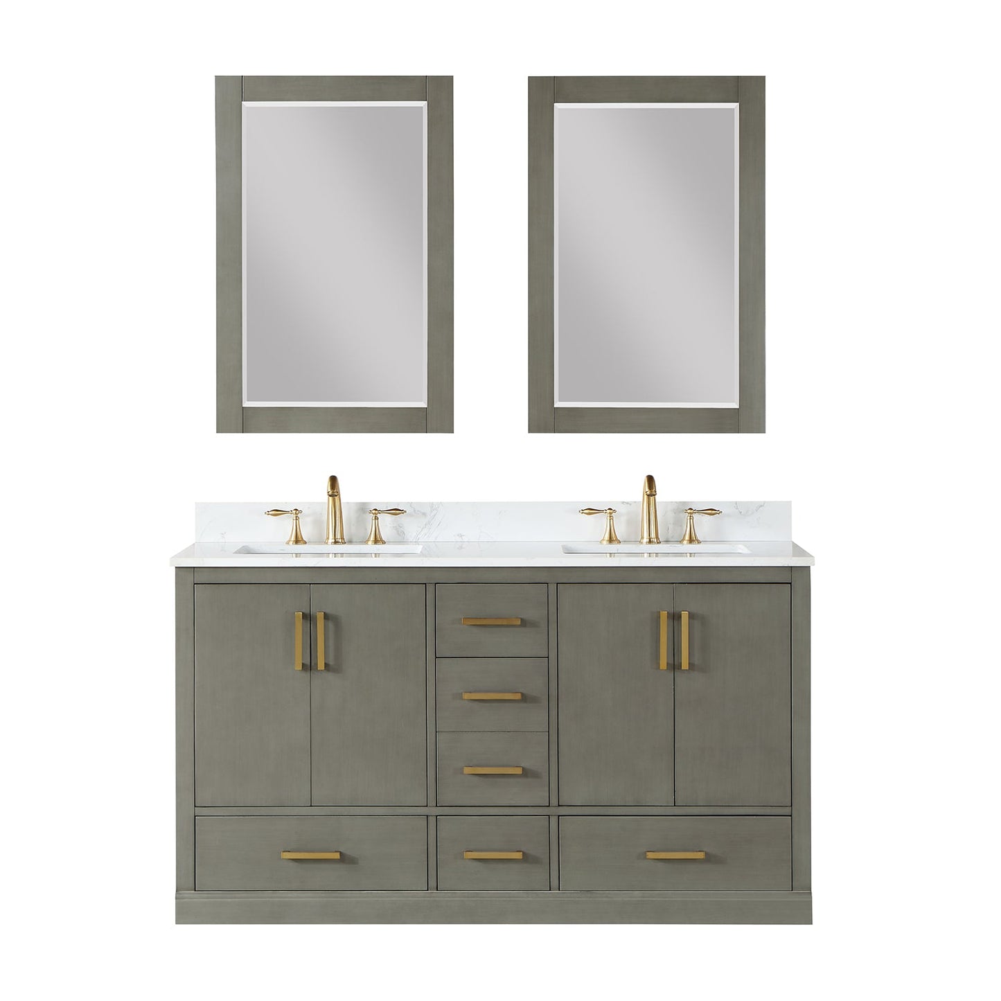 Monna 60" Double Bathroom Vanity Set in Gray Pine