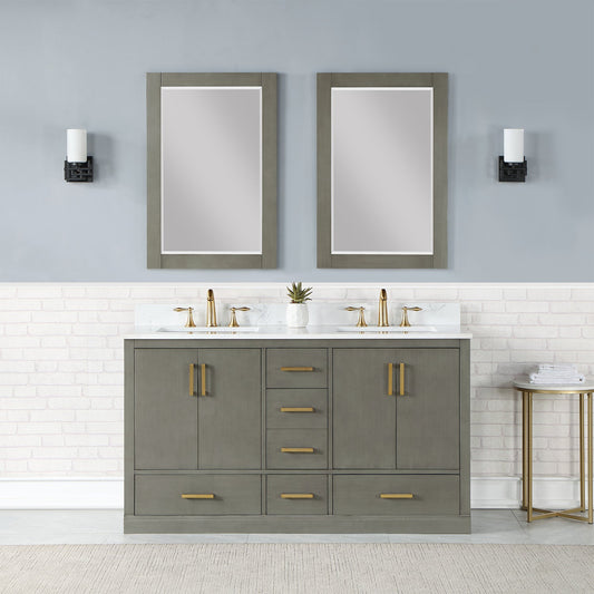 Monna 60" Double Bathroom Vanity Set in Gray Pine