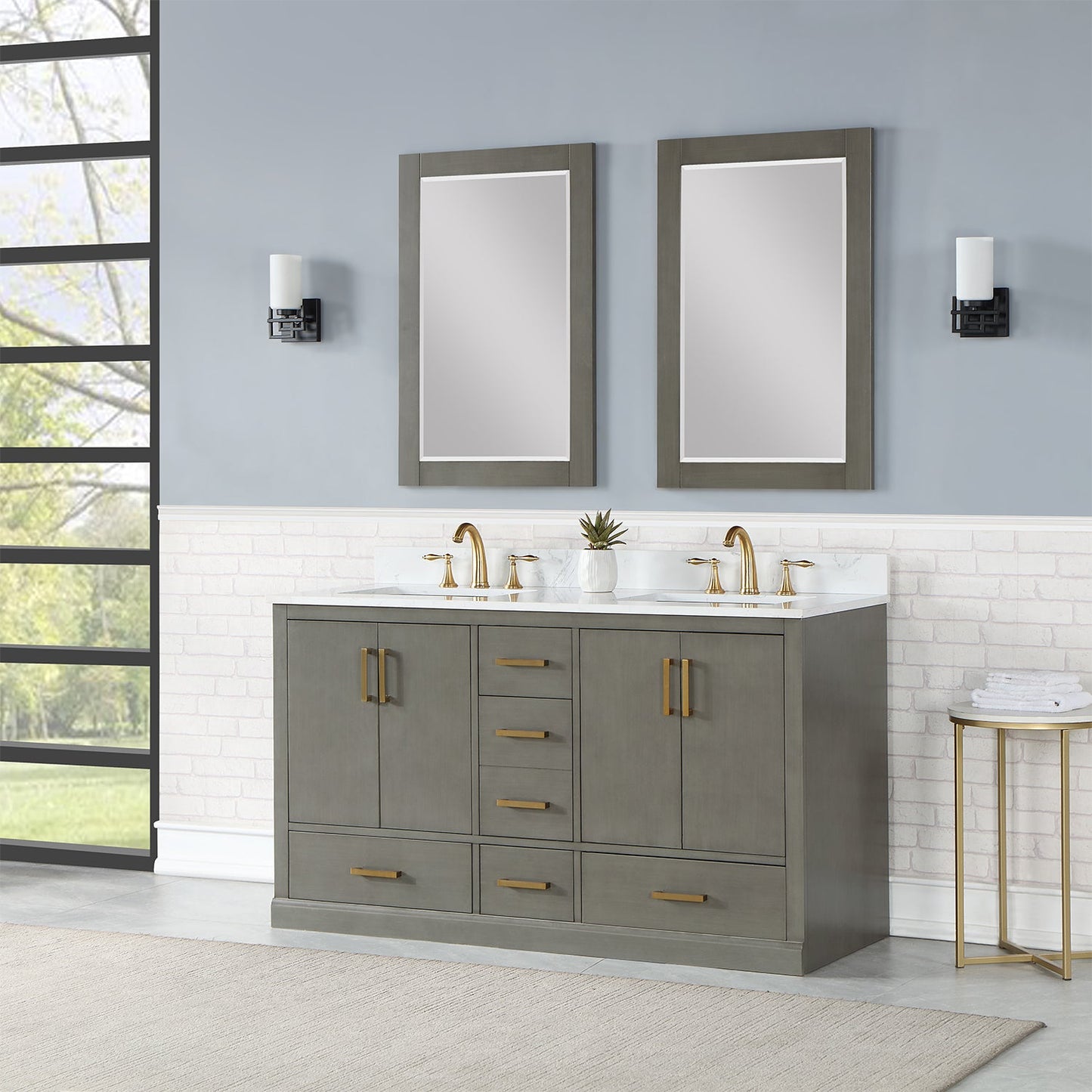 Monna 60" Double Bathroom Vanity Set in Gray Pine