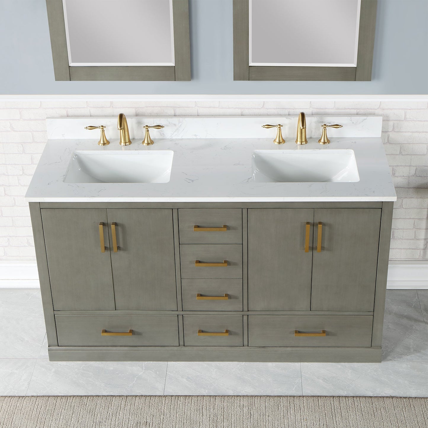 Monna 60" Double Bathroom Vanity Set in Gray Pine