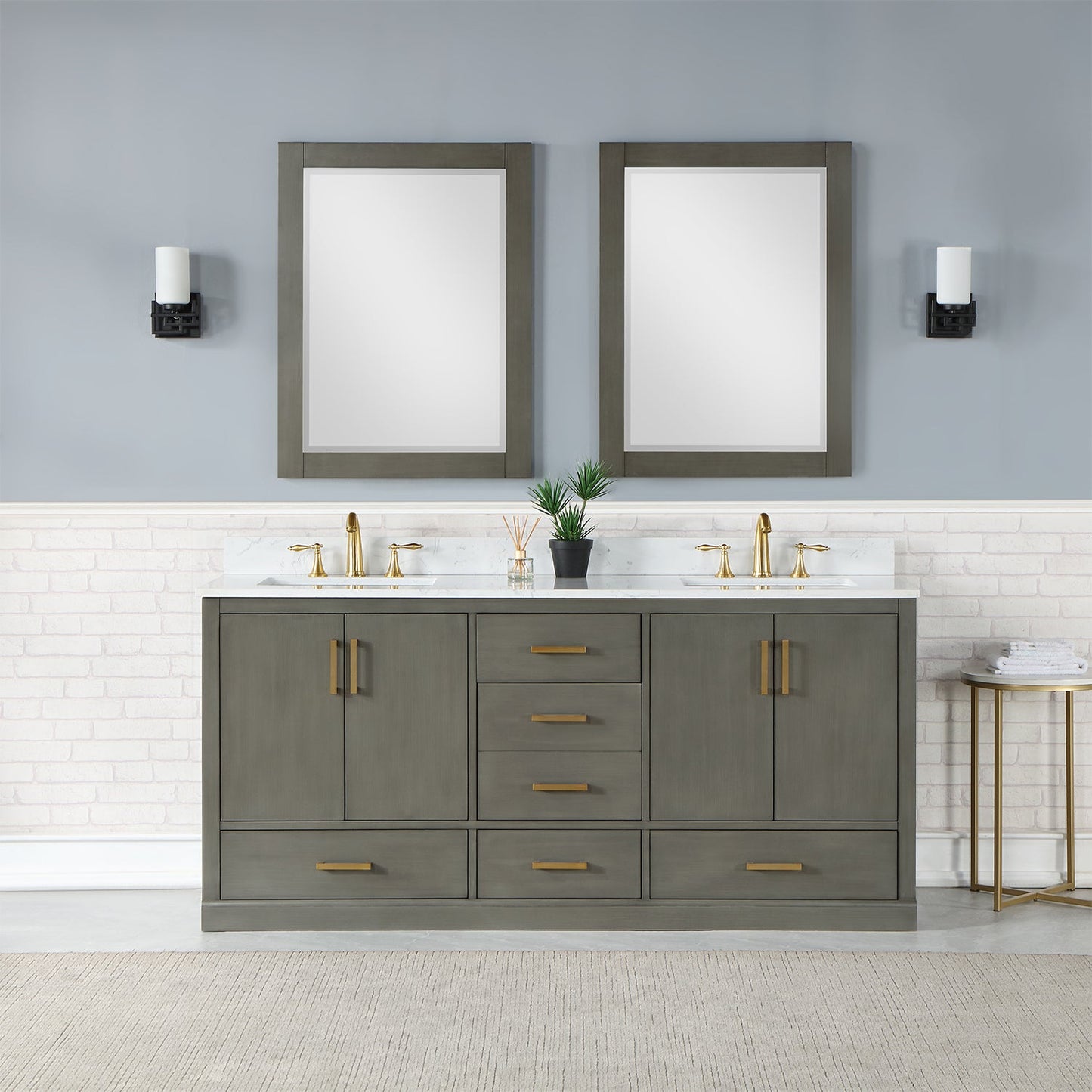 Monna 72" Double Bathroom Vanity Set in Gray Pine