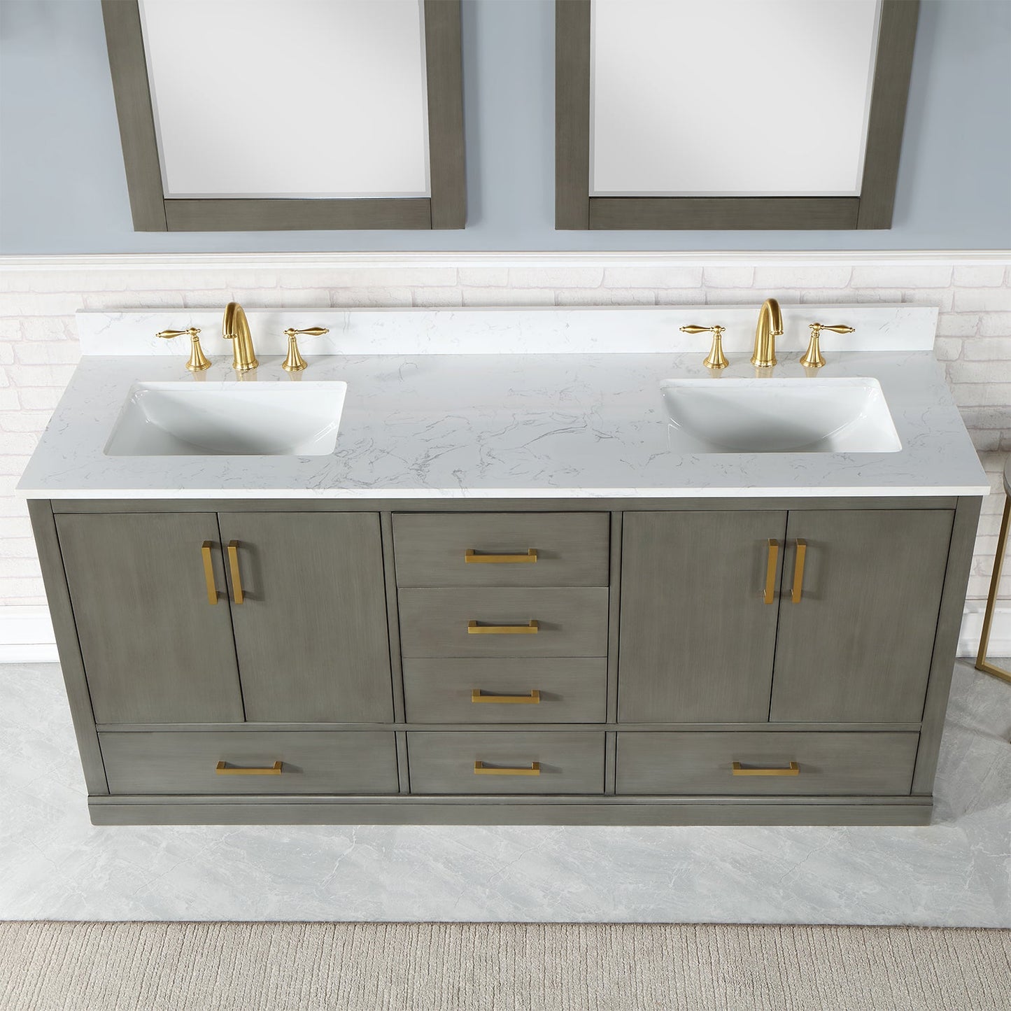 Monna 72" Double Bathroom Vanity Set in Gray Pine