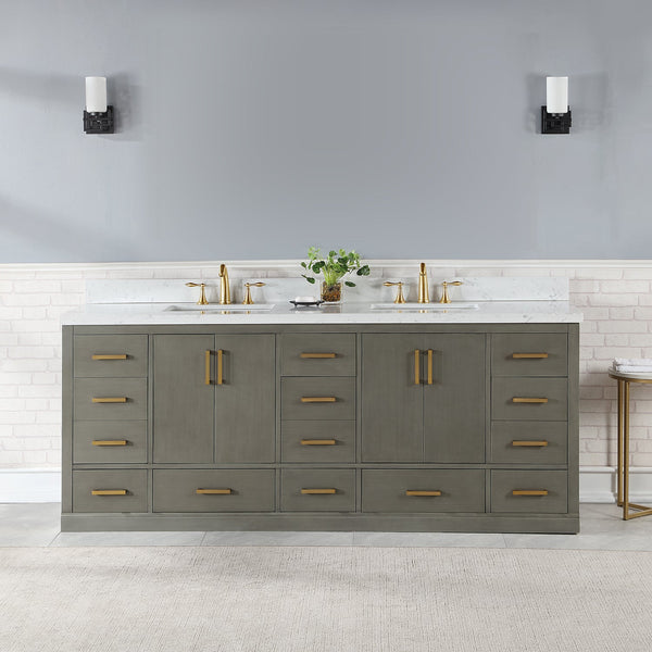 Monna 84 Double Bathroom Vanity Set in Gray Pine