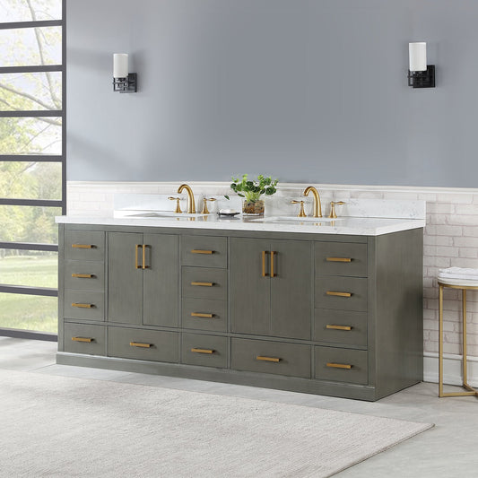 Monna 84" Double Bathroom Vanity Set in Gray Pine