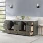 Monna 84" Double Bathroom Vanity Set in Gray Pine with Aosta White Composite Stone Countertop without Mirror