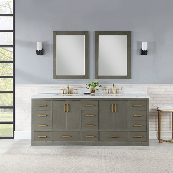 Monna 84 Double Bathroom Vanity Set in Gray Pine
