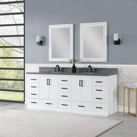 Monna 84" Double Bathroom Vanity Set in White