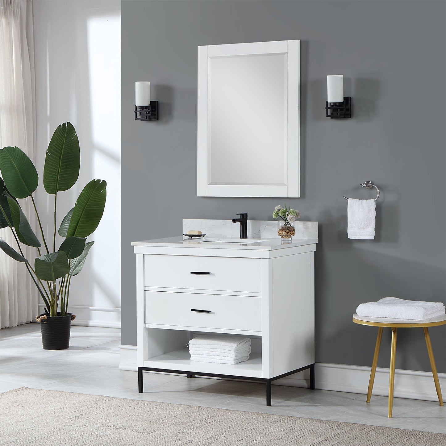 Kesia 36" Single Bathroom Vanity Set in White