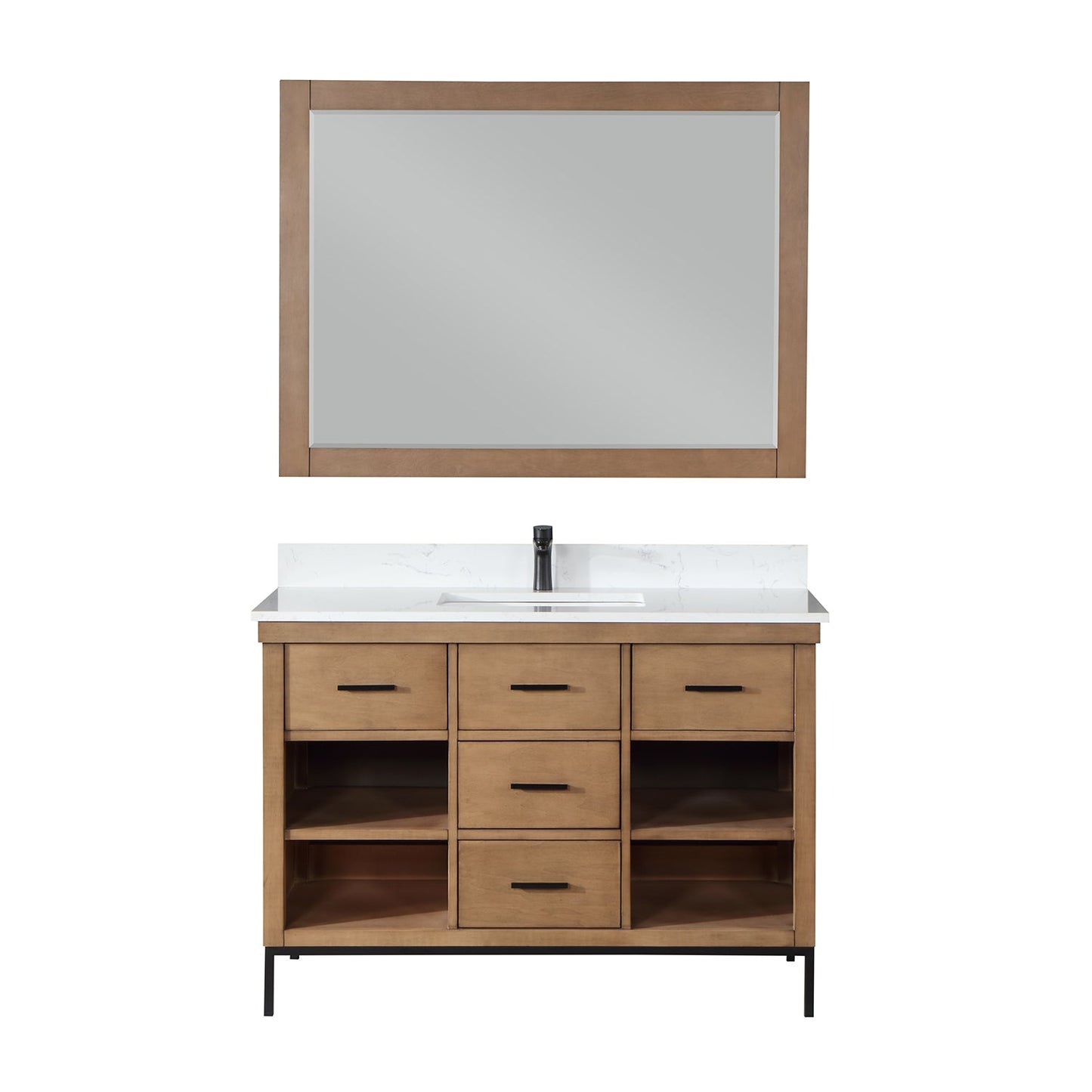 Kesia 48" Single Bathroom Vanity Set in Brown Pine