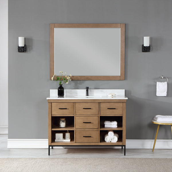 Kesia 48 Single Bathroom Vanity Set in Brown Pine