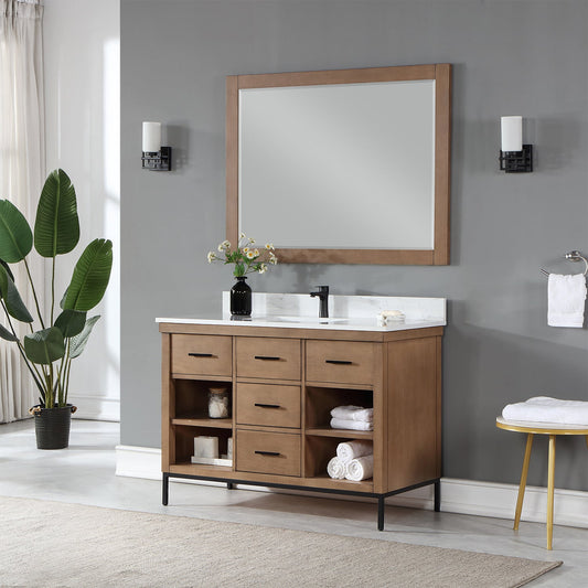 Kesia 48" Single Bathroom Vanity Set in Brown Pine