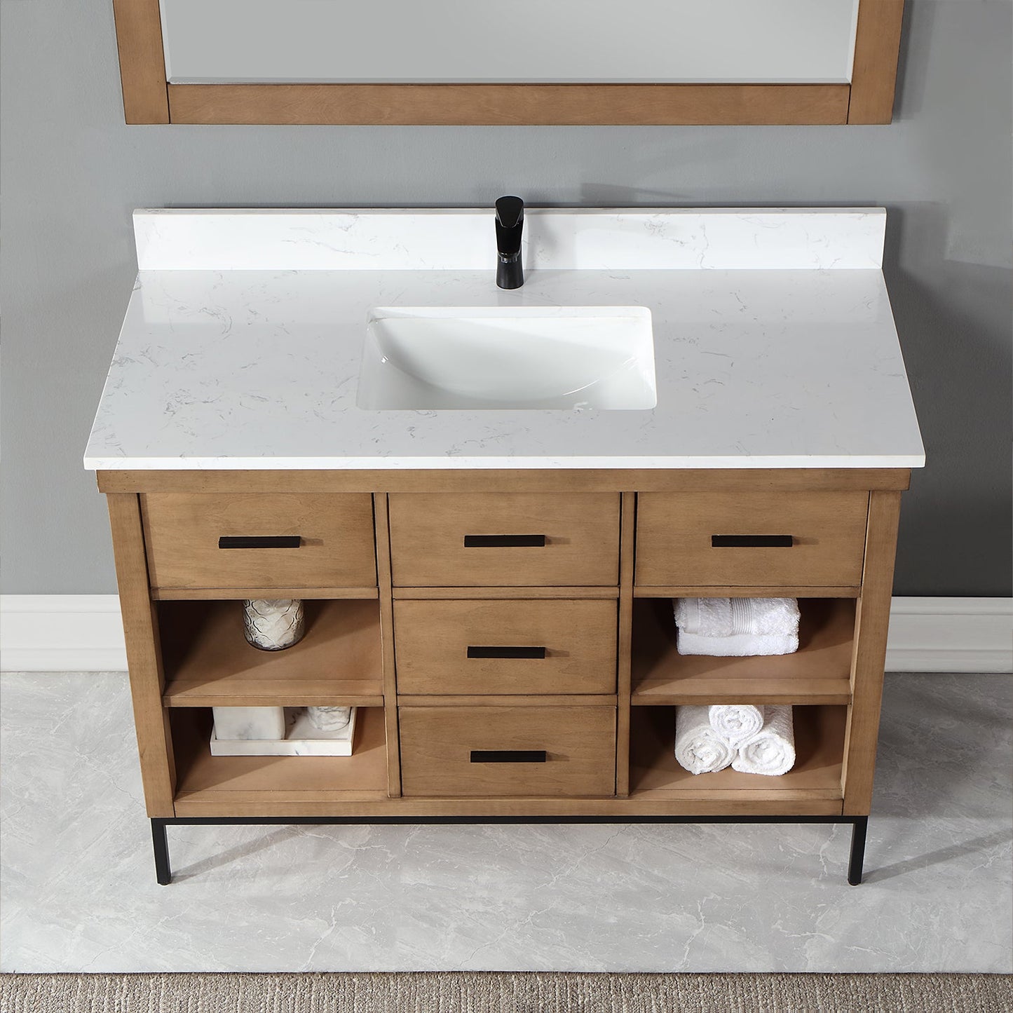 Kesia 48" Single Bathroom Vanity Set in Brown Pine