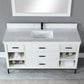 Kesia 60" Single Bathroom Vanity Set in White with Aosta White Composite Stone Countertop with Mirror