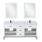 Kesia 72" Double Bathroom Vanity Set in White with Aosta White Composite Stone Countertop with Mirror