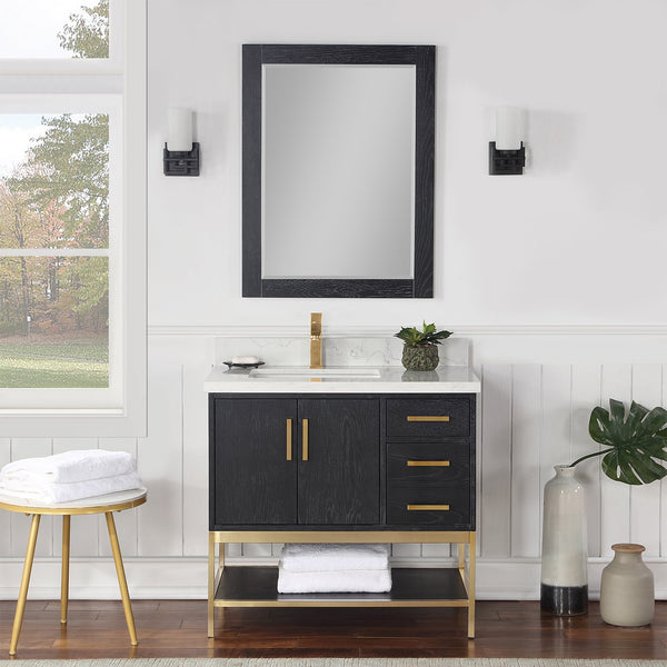 Wildy 36 Single Bathroom Vanity Set in Black Oak