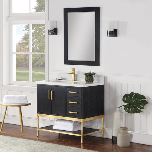 Wildy 36" Single Bathroom Vanity Set in Black Oak