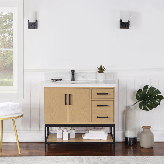 Wildy 36" Single Bathroom Vanity Set in Washed Oak