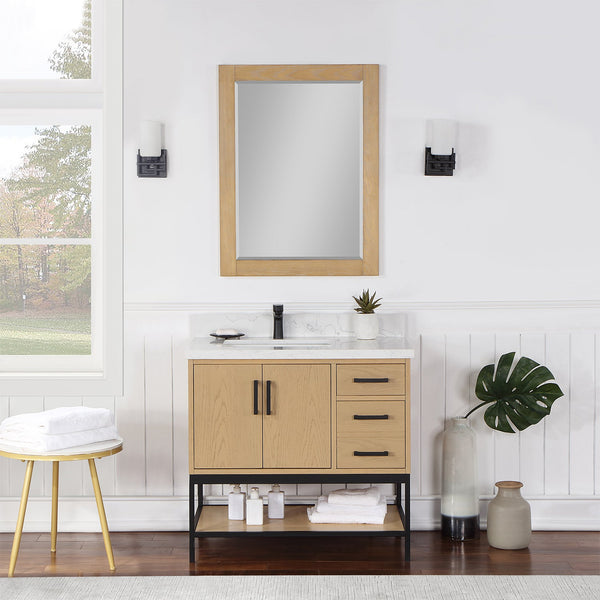 Wildy 36 Single Bathroom Vanity Set in Washed Oak