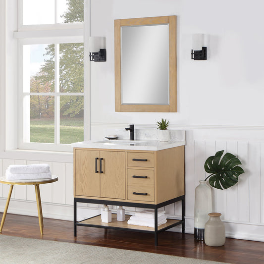 Wildy 36" Single Bathroom Vanity Set in Washed Oak