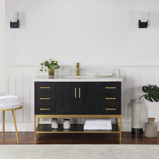 Wildy 48" Single Bathroom Vanity Set in Black Oak