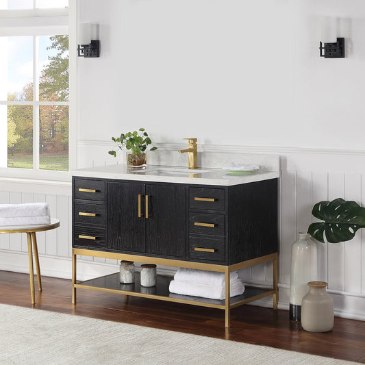 Wildy 48" Single Bathroom Vanity Set in Black Oak