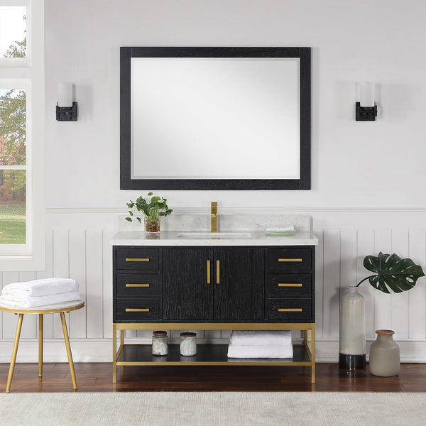 Wildy 48 Single Bathroom Vanity Set in Black Oak