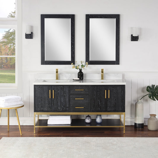 Wildy 60" Double Bathroom Vanity Set in Black Oak