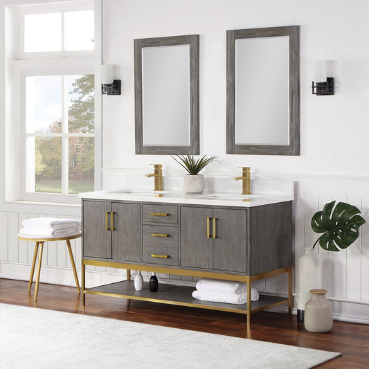 Wildy 60" Double Bathroom Vanity Set in Classical Grey