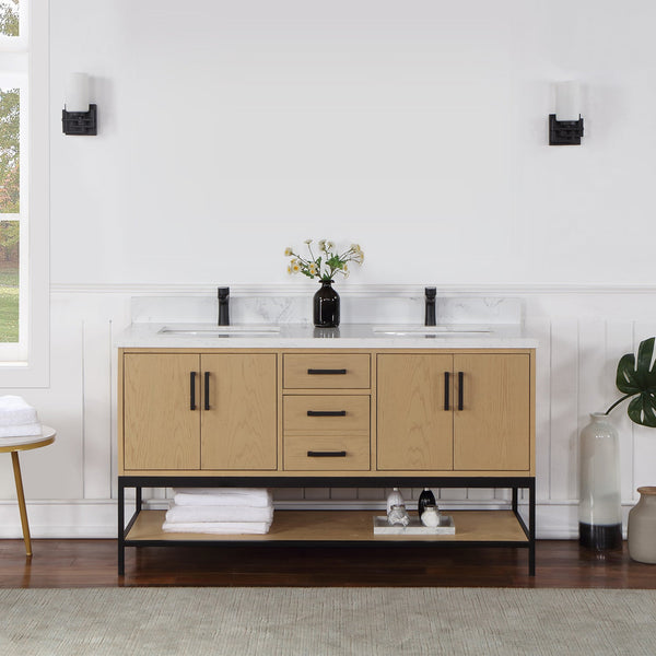 Wildy 60 Double Bathroom Vanity Set in Washed Oak