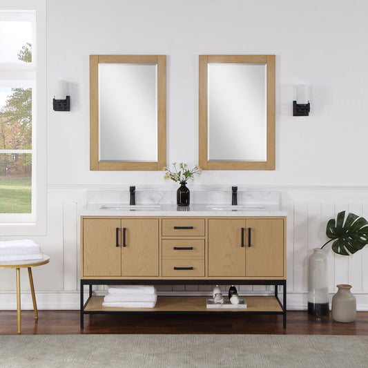 Wildy 60" Double Bathroom Vanity Set in Washed Oak