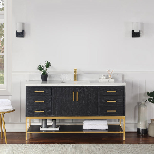 Wildy 60 Single Bathroom Vanity Set in Black Oak