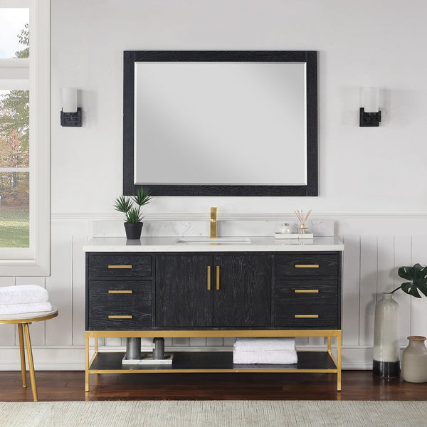 Wildy 60 Single Bathroom Vanity Set in Black Oak