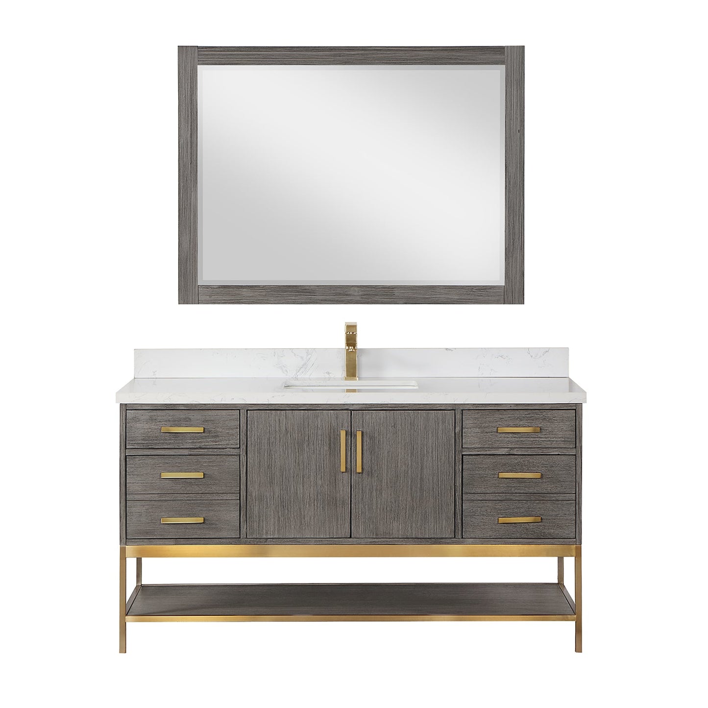 Wildy 60" Single Bathroom Vanity Set in Classical Grey