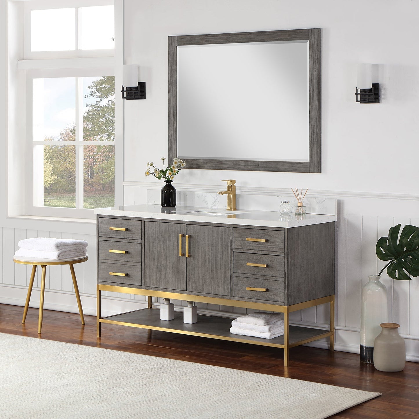 Wildy 60" Single Bathroom Vanity Set in Classical Grey