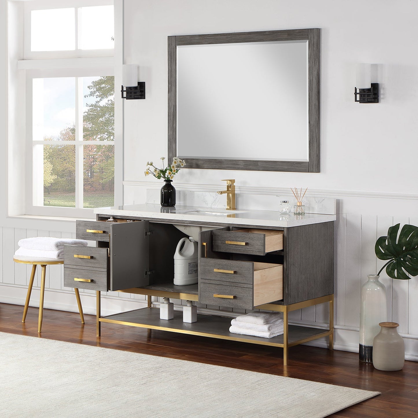 Wildy 60" Single Bathroom Vanity Set in Classical Grey