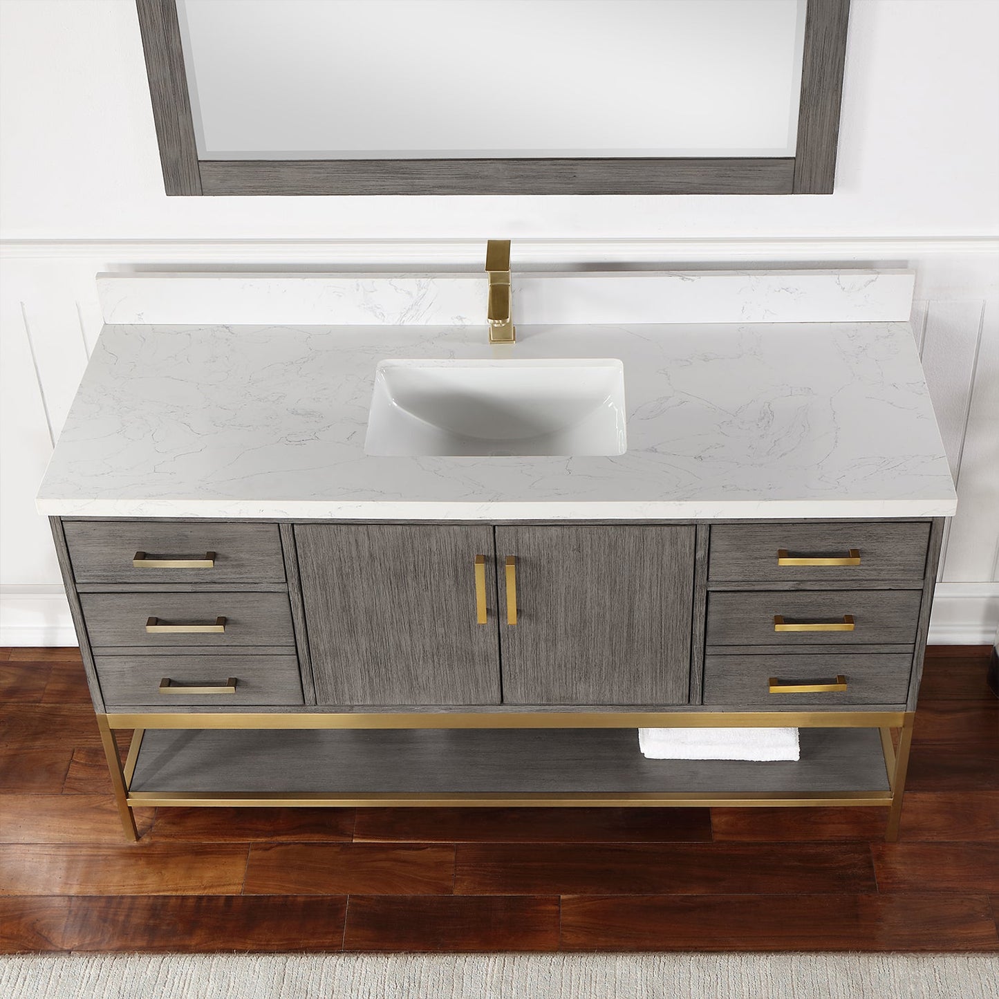 Wildy 60" Single Bathroom Vanity Set in Classical Grey