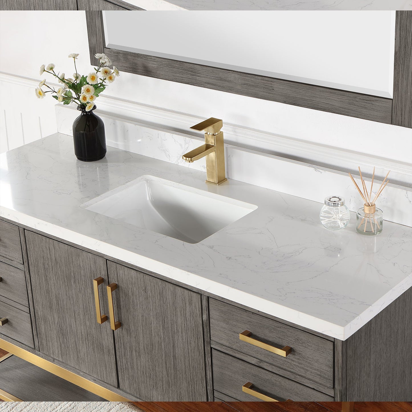 Wildy 60" Single Bathroom Vanity Set in Classical Grey