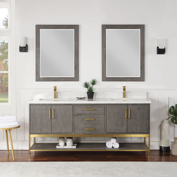 Wildy 72 Double Bathroom Vanity Set in Classical Grey