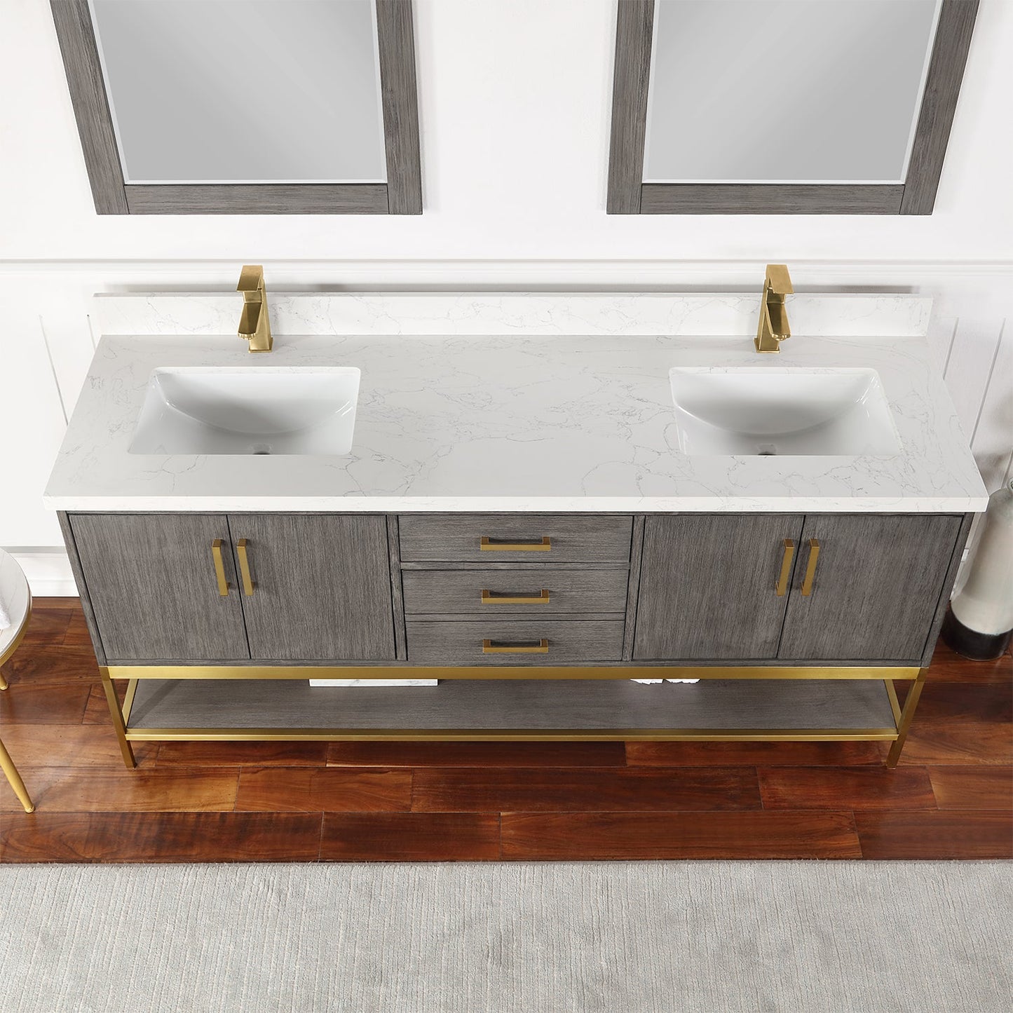 Wildy 72" Double Bathroom Vanity Set in Classical Grey