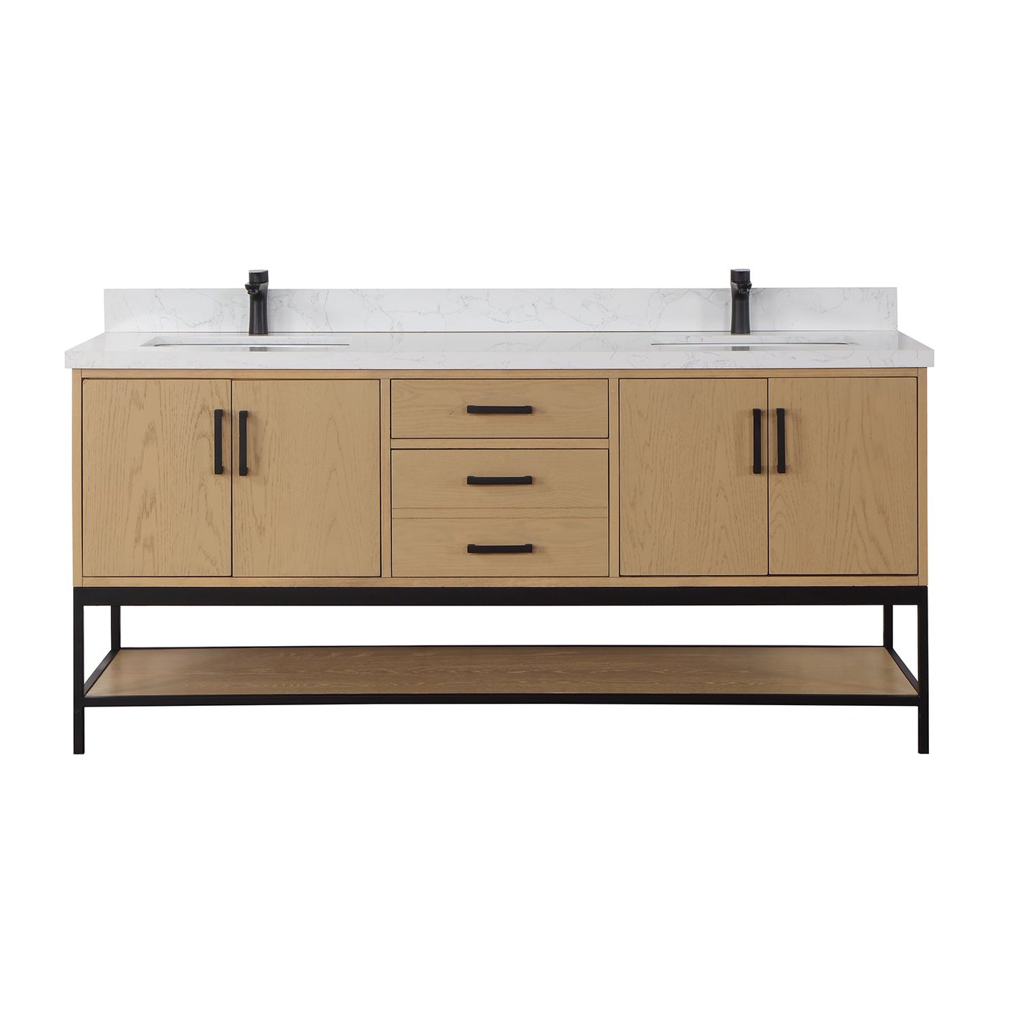 Wildy 72" Double Bathroom Vanity Set in Washed Oak