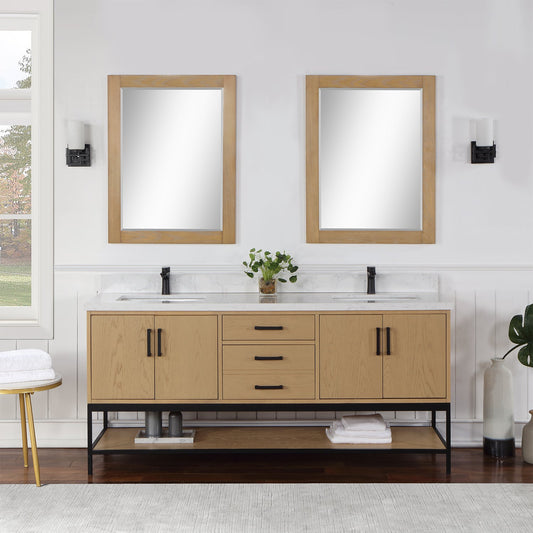 Wildy 72" Double Bathroom Vanity Set in Washed Oak