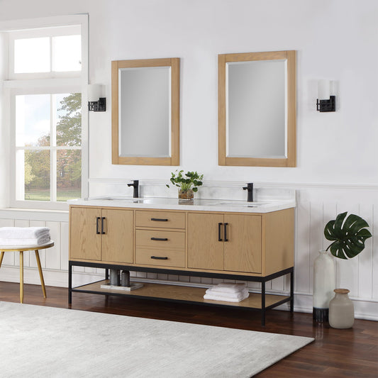 Wildy 72" Double Bathroom Vanity Set in Washed Oak