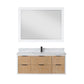 Dione 48" Single Bathroom Vanity in Weathered Pine with Aosta White Composite Stone Countertop with Mirror