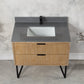 Helios 36" Single Bathroom Vanity in Weathered Pine with Carrara White Composite Stone Countertop without Mirror