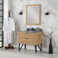 Helios 36" Single Bathroom Vanity in Weathered Pine with Carrara White Composite Stone Countertop with Mirror