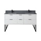 Helios 60" Double Bathroom Vanity in White with Concrete Gray Composite Stone Countertop without Mirror