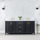 Weiser 72" Double Bathroom Vanity in Black Oak with Carrara White Composite Stone Countertop without Mirror