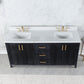 Weiser 72" Double Bathroom Vanity in Black Oak with Carrara White Composite Stone Countertop without Mirror