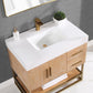 Bianco 36" Single Bathroom Vanity in Light Brown with Brushed Gold Support Base and White Composite Stone Countertop without Mirror