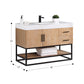 Bianco 48" Single Bathroom Vanity in Light Brown with Matte Black Support Base and White Composite Stone Countertop without Mirror